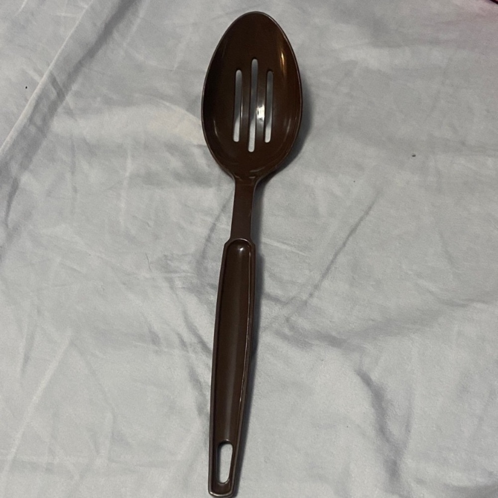 Vintage EKCO Brown Slotted Serving Spoon